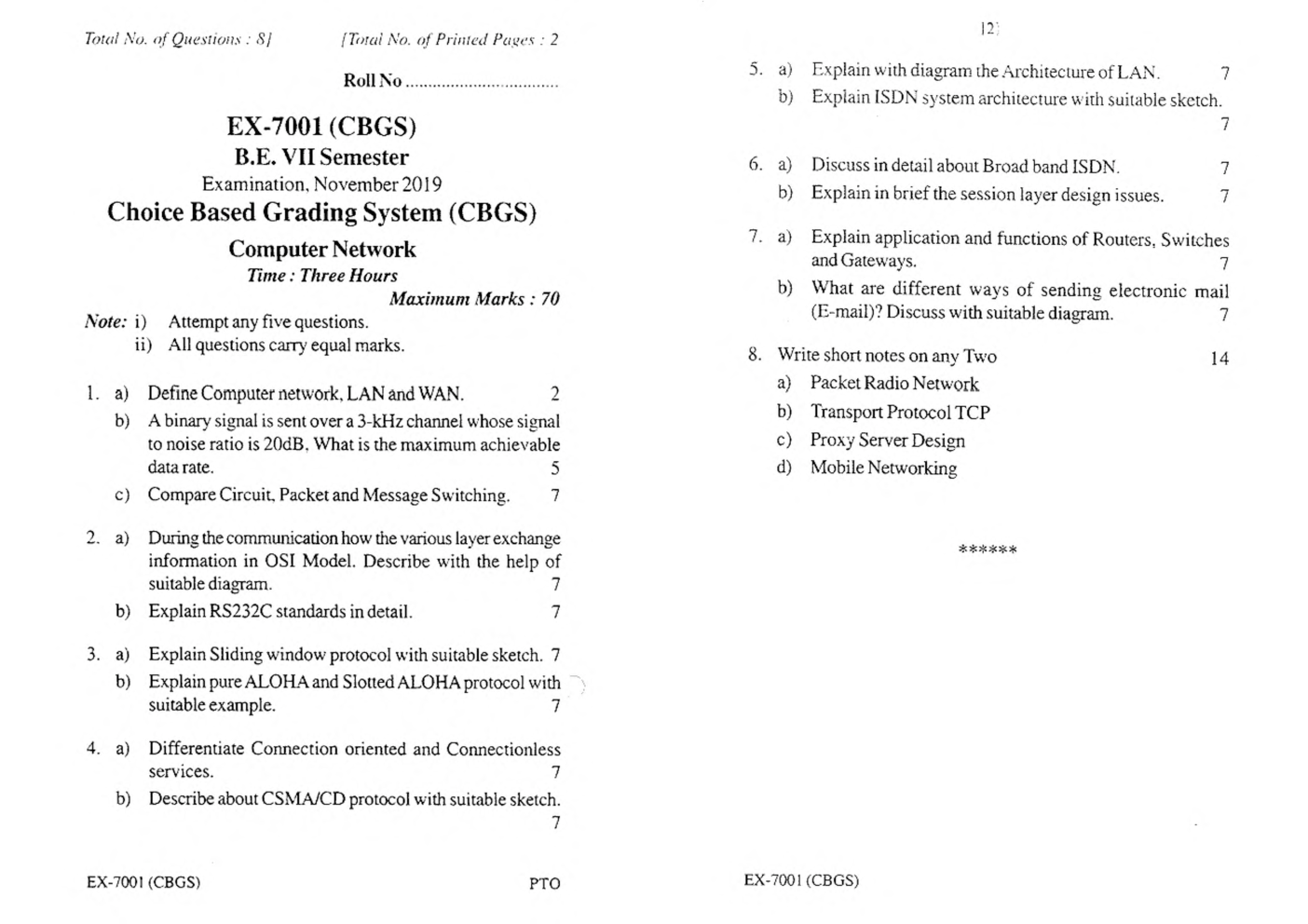 RGPV BE Electrical Engineering VII SEM Previous 4 Years Question Papers - Page 2