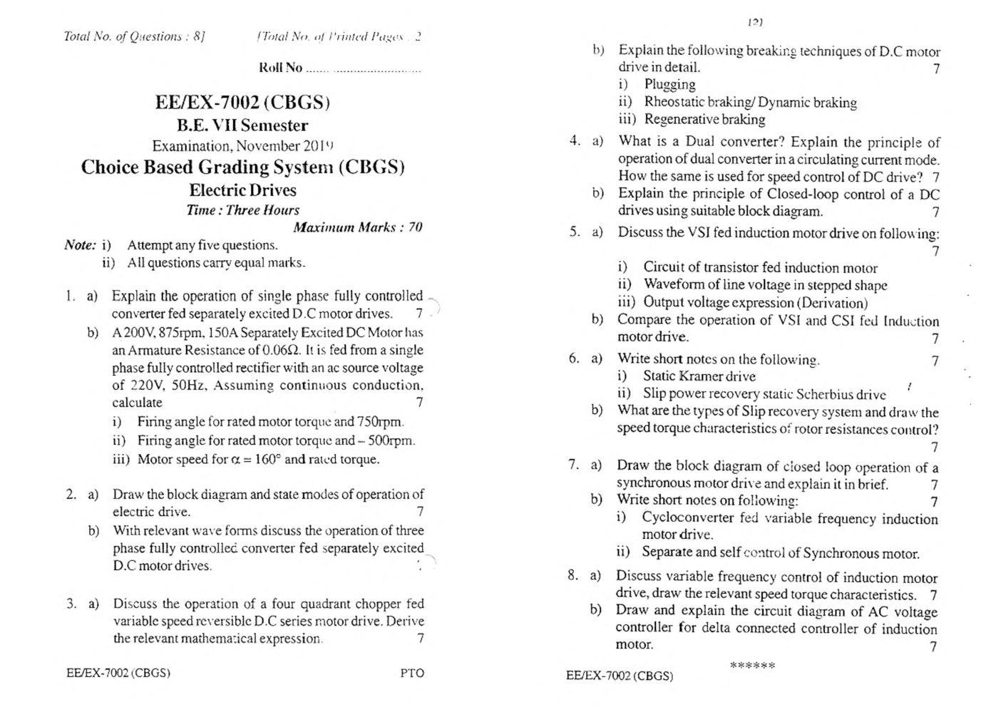 RGPV BE Electrical Engineering VII SEM Previous 4 Years Question Papers - Page 3