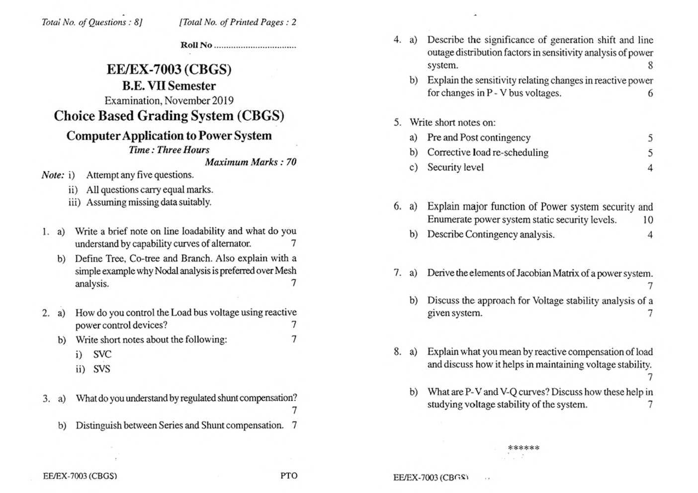 RGPV BE Electrical Engineering VII SEM Previous 4 Years Question Papers - Page 4