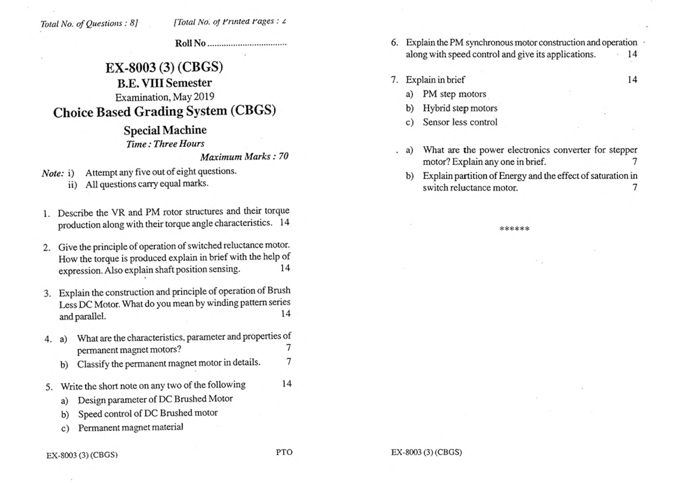 RGPV BE Electrical Engineering VIII SEM Previous 4 Years Question Papers - Page 4
