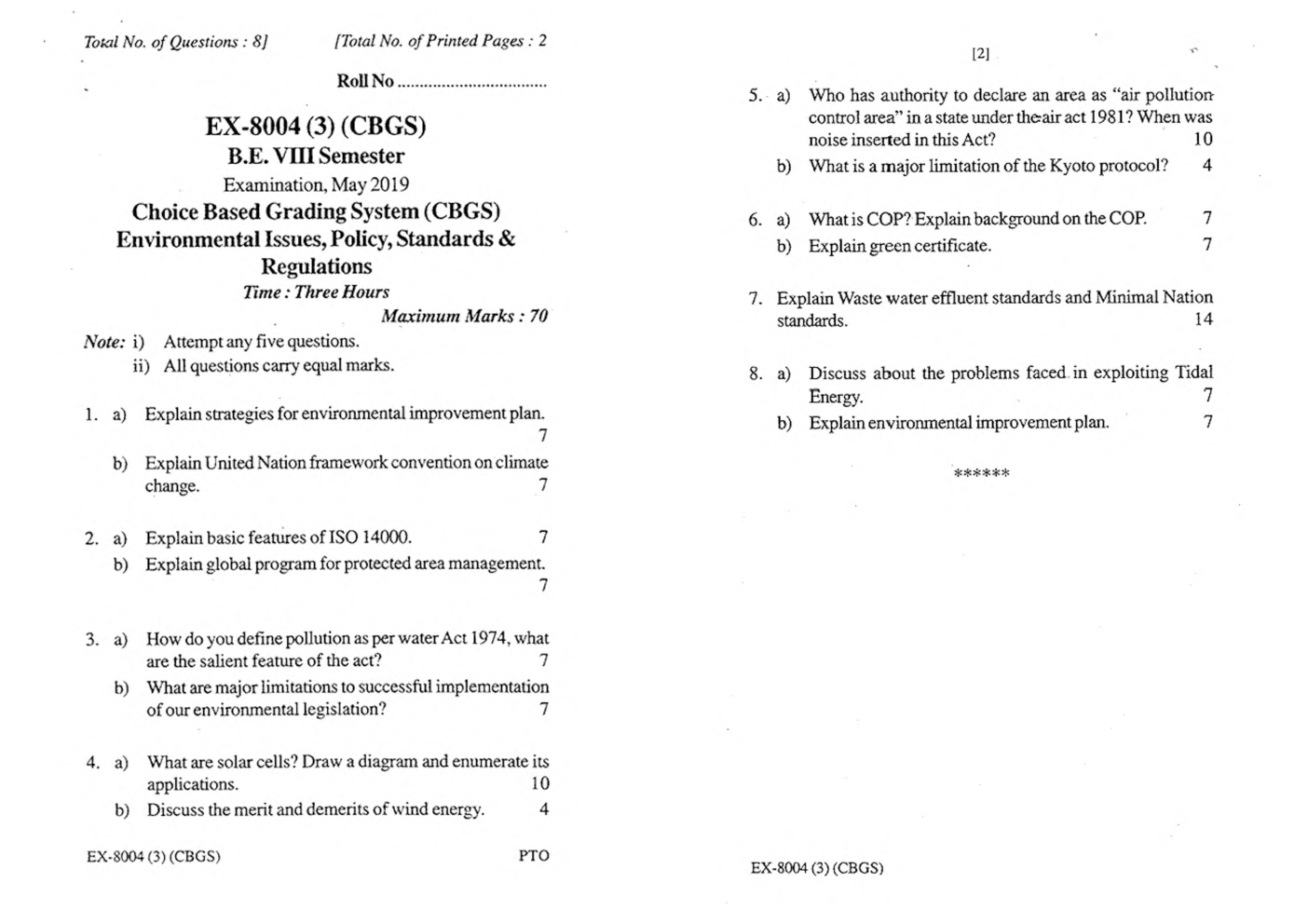 RGPV BE Electrical Engineering VIII SEM Previous 4 Years Question Papers - Page 5