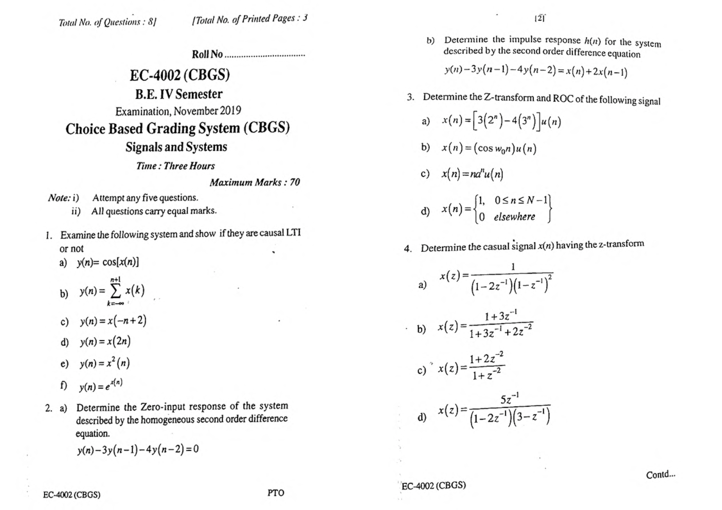 RGPV BE Electronics & Communiation Engineering IV SEM Previous 4 Years Question Papers - Page 2