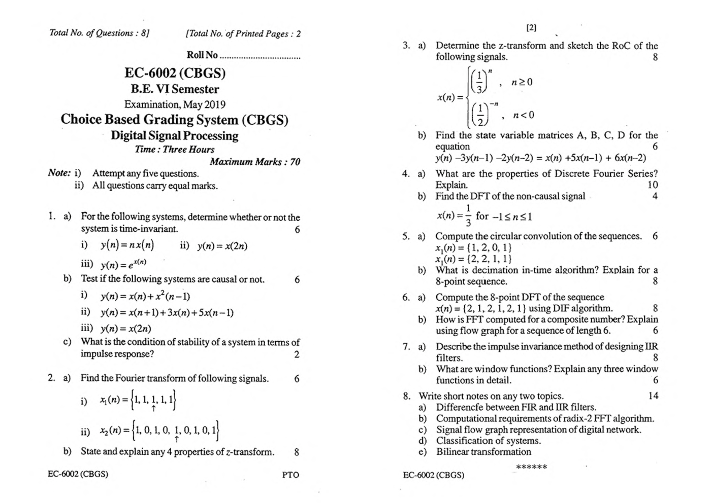 RGPV BE Electronics & Communiation Engineering VI SEM Previous 4 Years Question Papers - Page 3