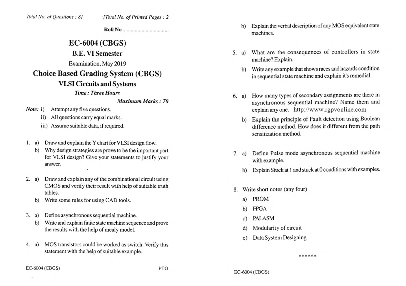 RGPV BE Electronics & Communiation Engineering VI SEM Previous 4 Years Question Papers - Page 5