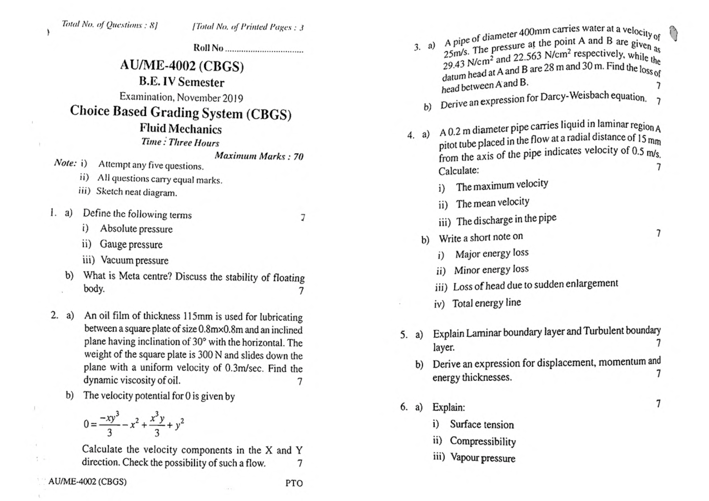 RGPV BE Mechanical Engineering IV SEM Previous 4 Years Question Papers - Page 2