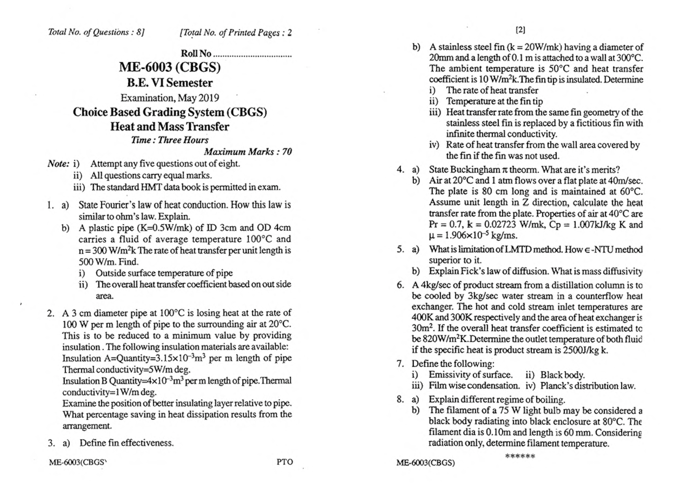 RGPV BE Mechanical Engineering VI SEM Previous 4 Years Question Papers - Page 3