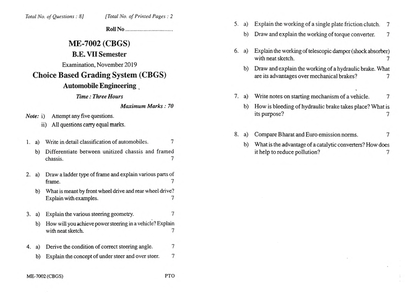 RGPV BE Mechanical Engineering VII SEM Previous 4 Years Question Papers - Page 4