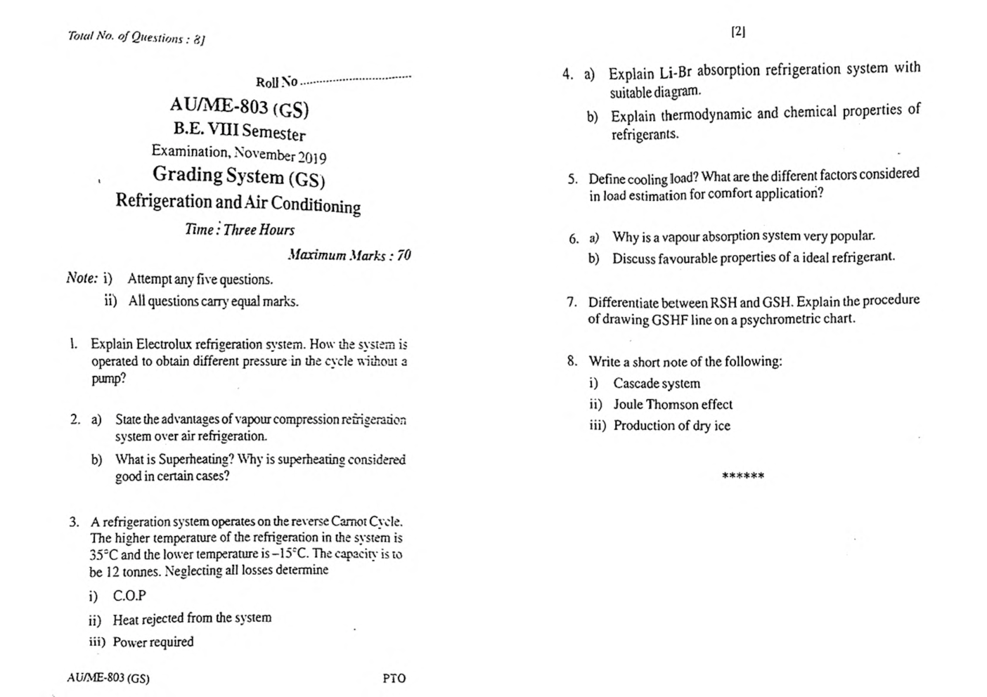 RGPV BE Mechanical Engineering VIII SEM Previous 4 Years Question Papers - Page 2