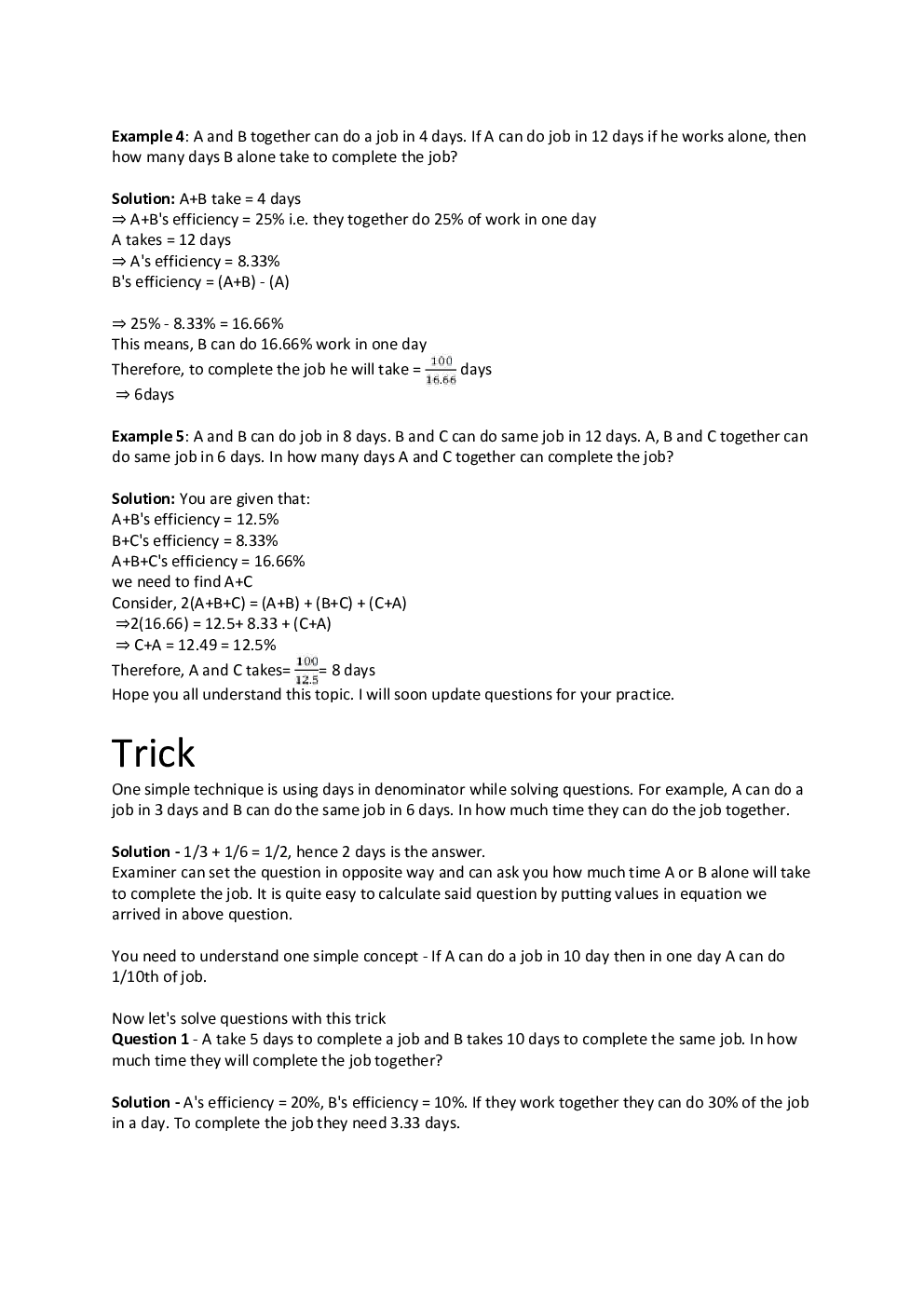 MCQs IBPS Clerk Quantitative Aptitude (Time And Work) - Page 4