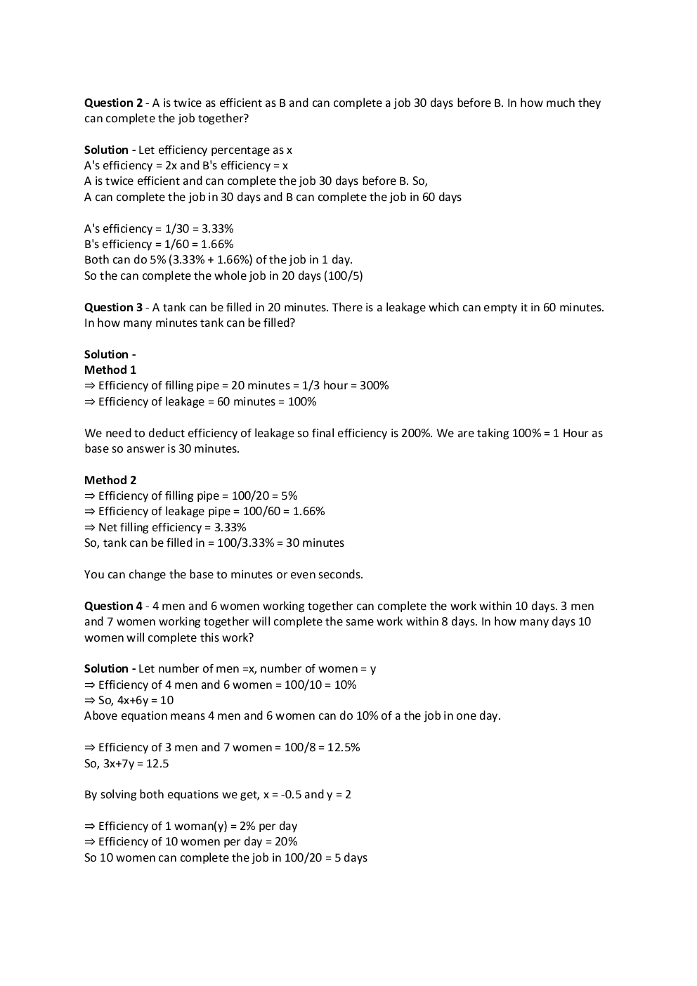 MCQs IBPS Clerk Quantitative Aptitude (Time And Work) - Page 5