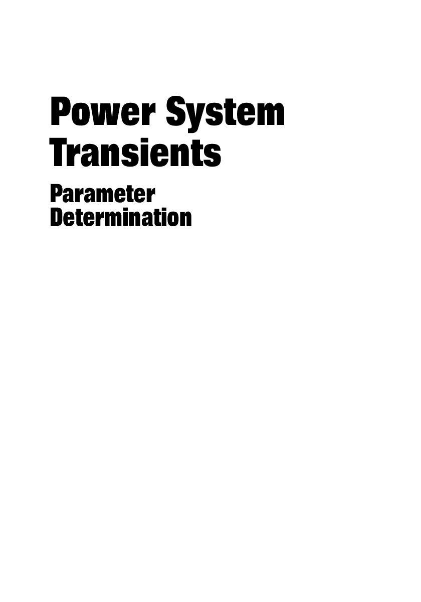 Power System Transients Parameter Determination - Page 2
