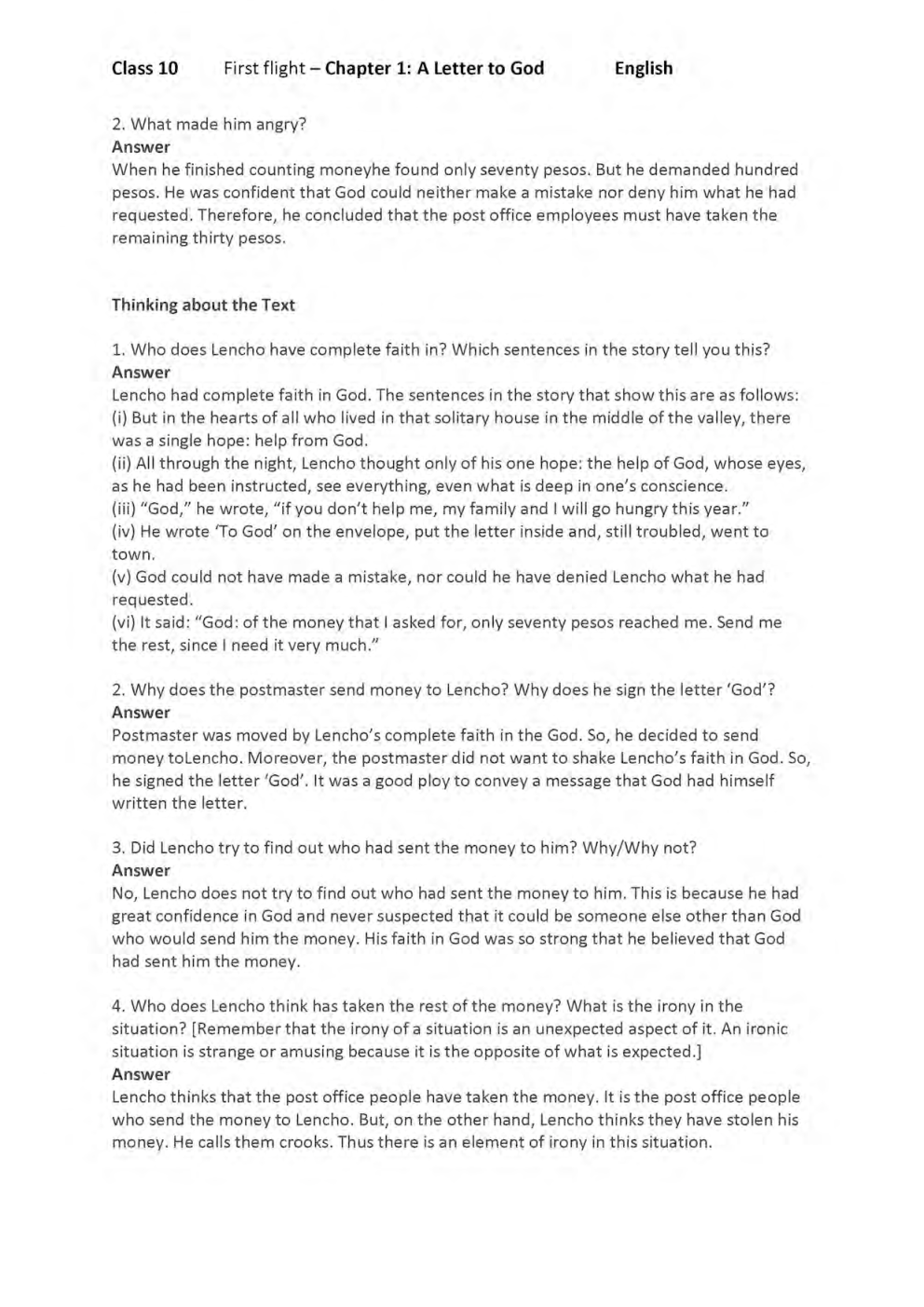 NCERT English (First Flight) Textbook Solutions For Class X - Page 4