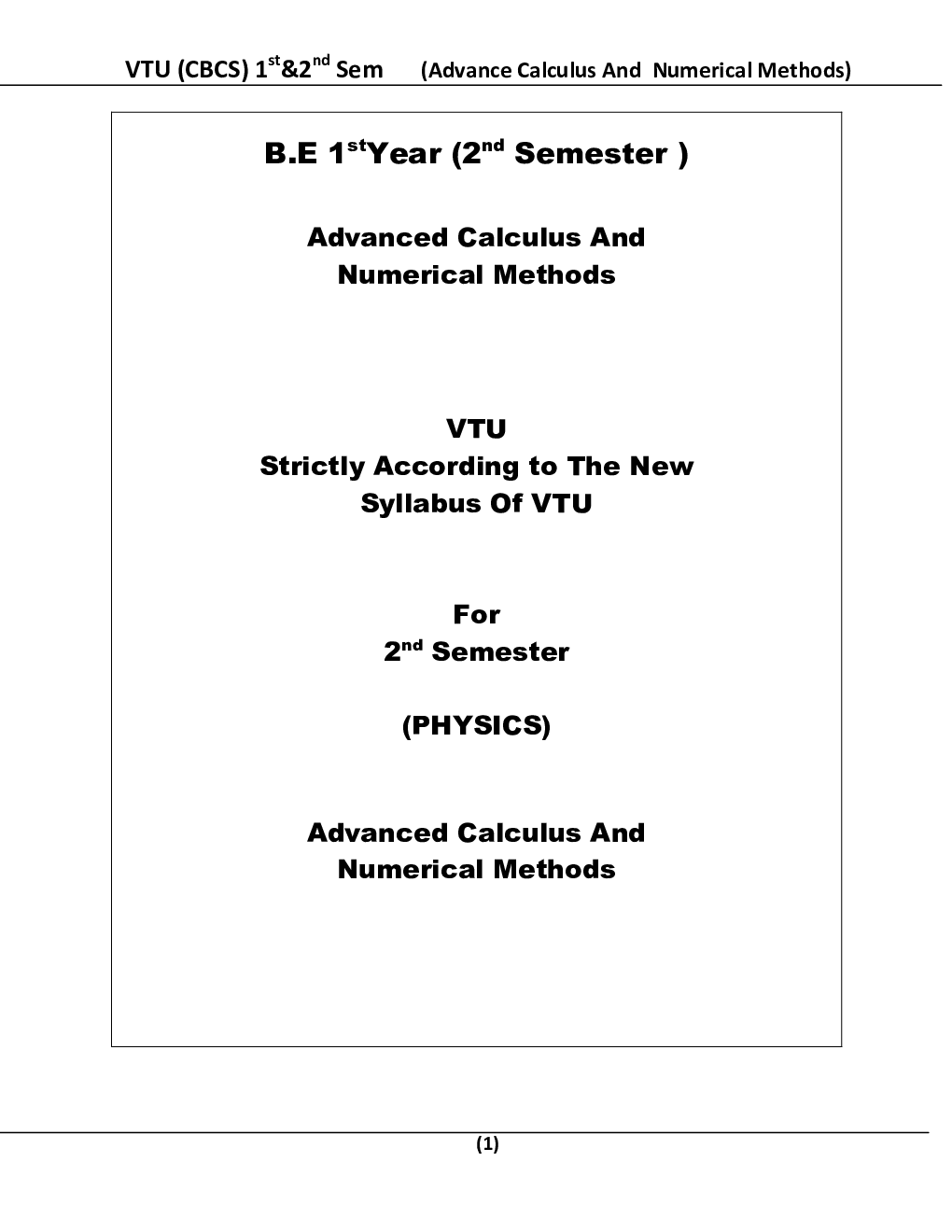 Advanced Calculus And Numerical Methods Physics For VTU  B.E. 1st & 2nd Sem - Page 2