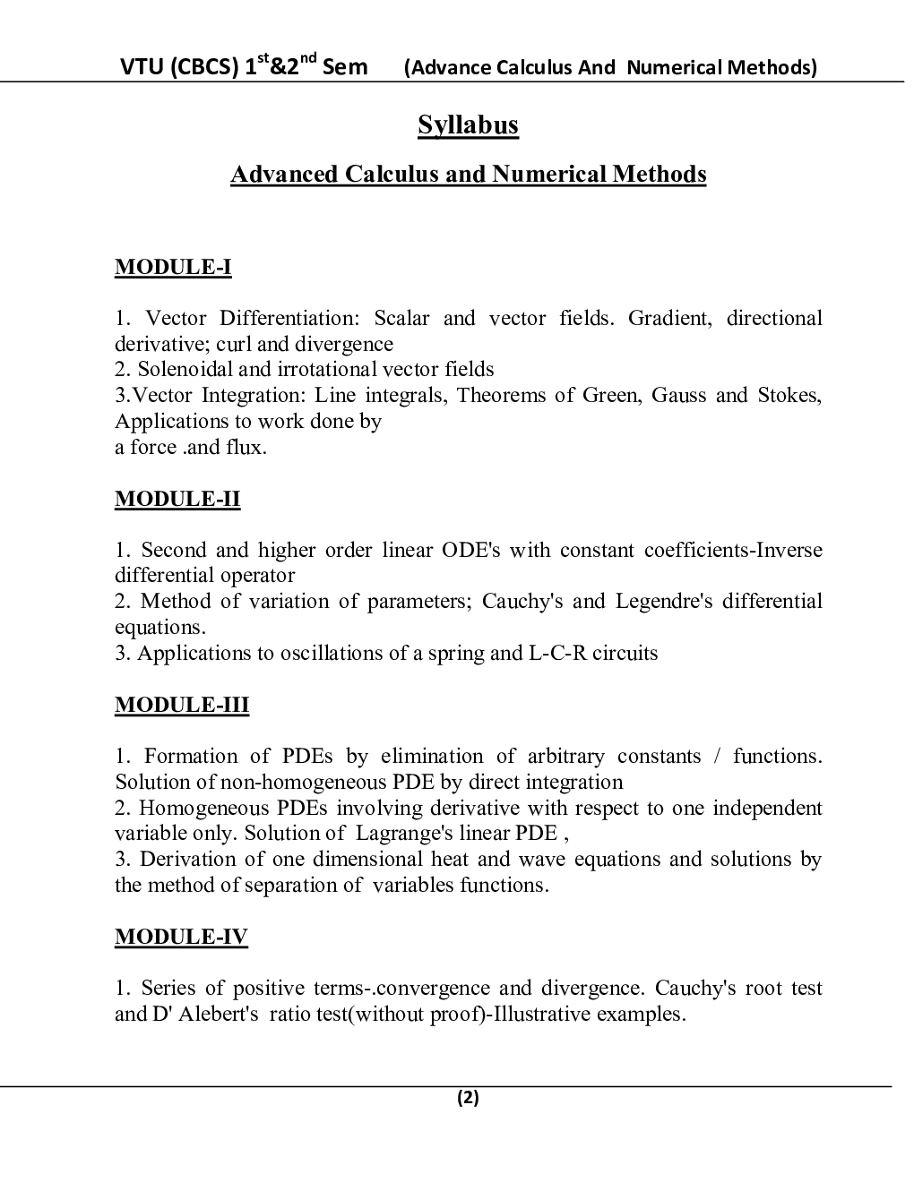 Advanced Calculus And Numerical Methods Physics For VTU  B.E. 1st & 2nd Sem - Page 3
