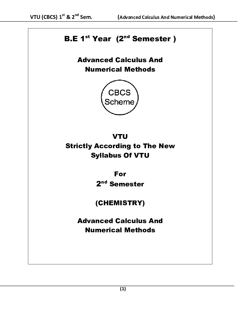 Advanced Calculus And Numerical Methods Chemistry For VTU  B.E. 1st & 2nd Sem - Page 2