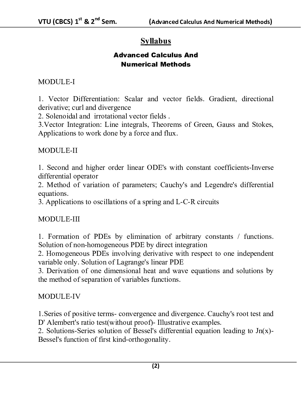 Advanced Calculus And Numerical Methods Chemistry For VTU  B.E. 1st & 2nd Sem - Page 3