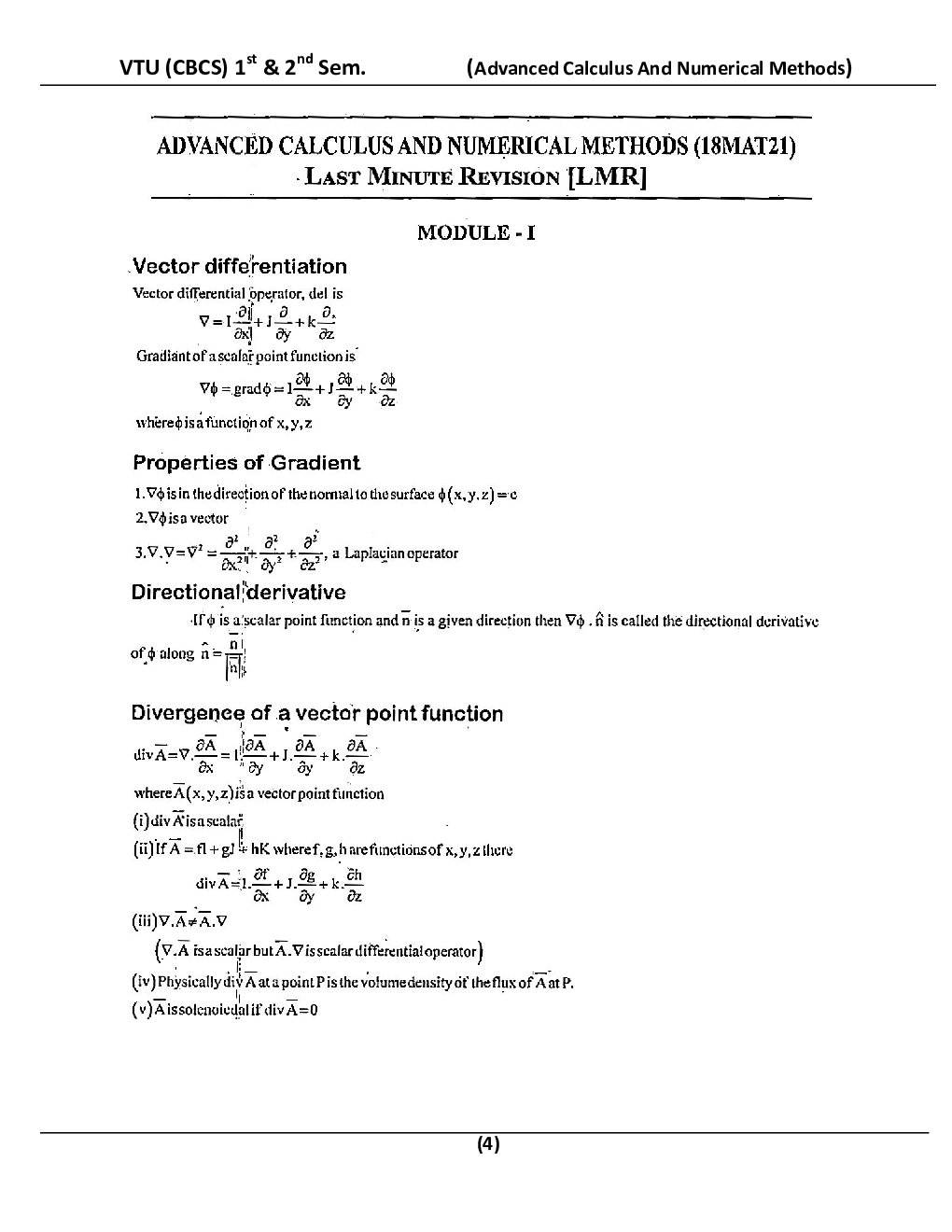 Advanced Calculus And Numerical Methods Chemistry For VTU  B.E. 1st & 2nd Sem - Page 5