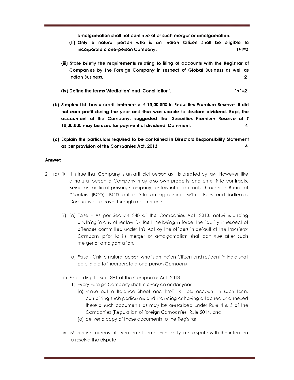CMA FINAL Paper-1  Corporate Laws & Compliance Question Paper With Answer 2019 - Page 5