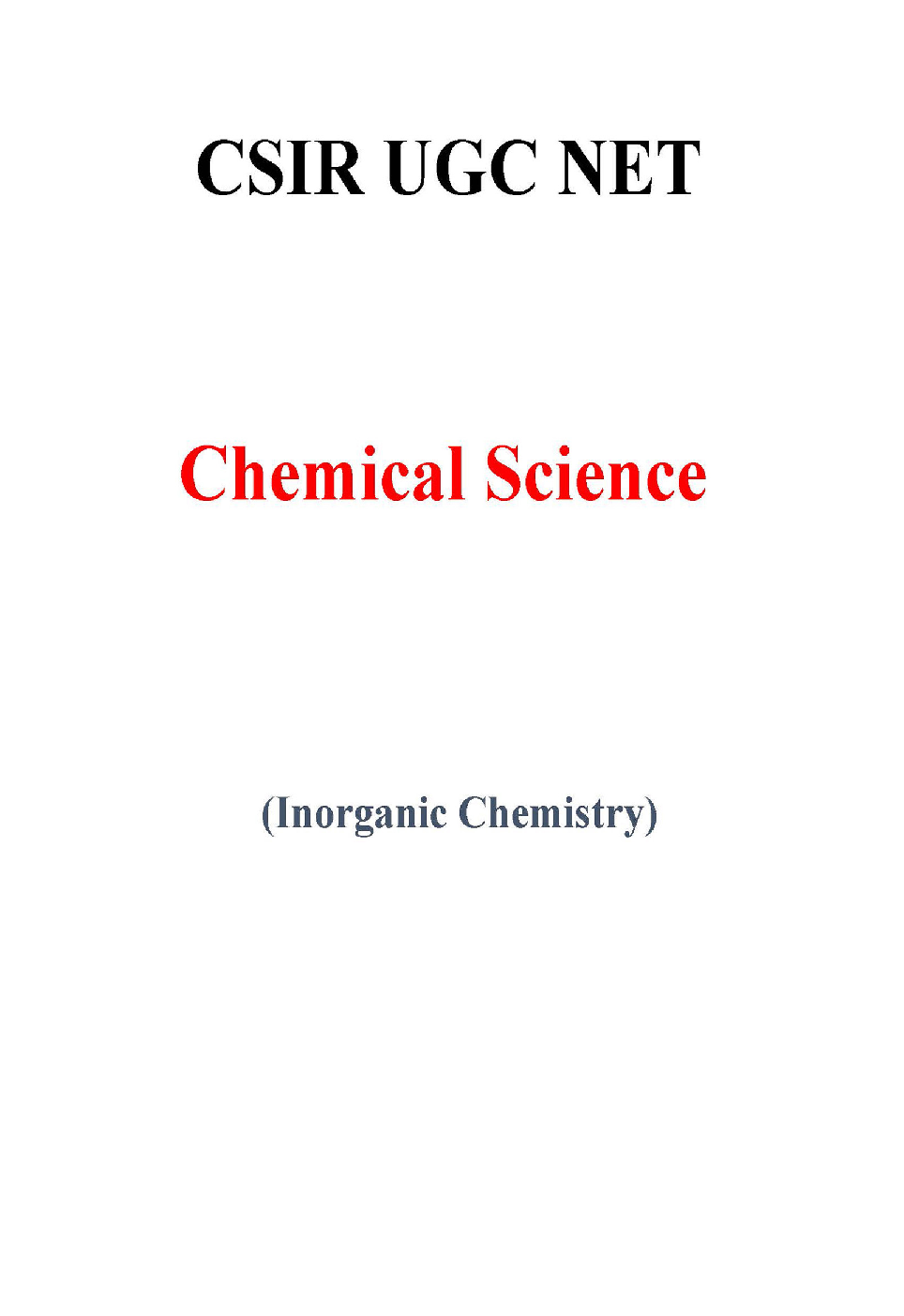 Inorganic Chemistry CSIR NET Chemical Science Study Notes - Page 2