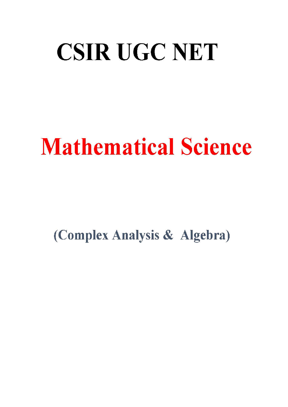 Complex Analysis & Algebra CSIR NET Mathematical Science Study Notes - Page 2