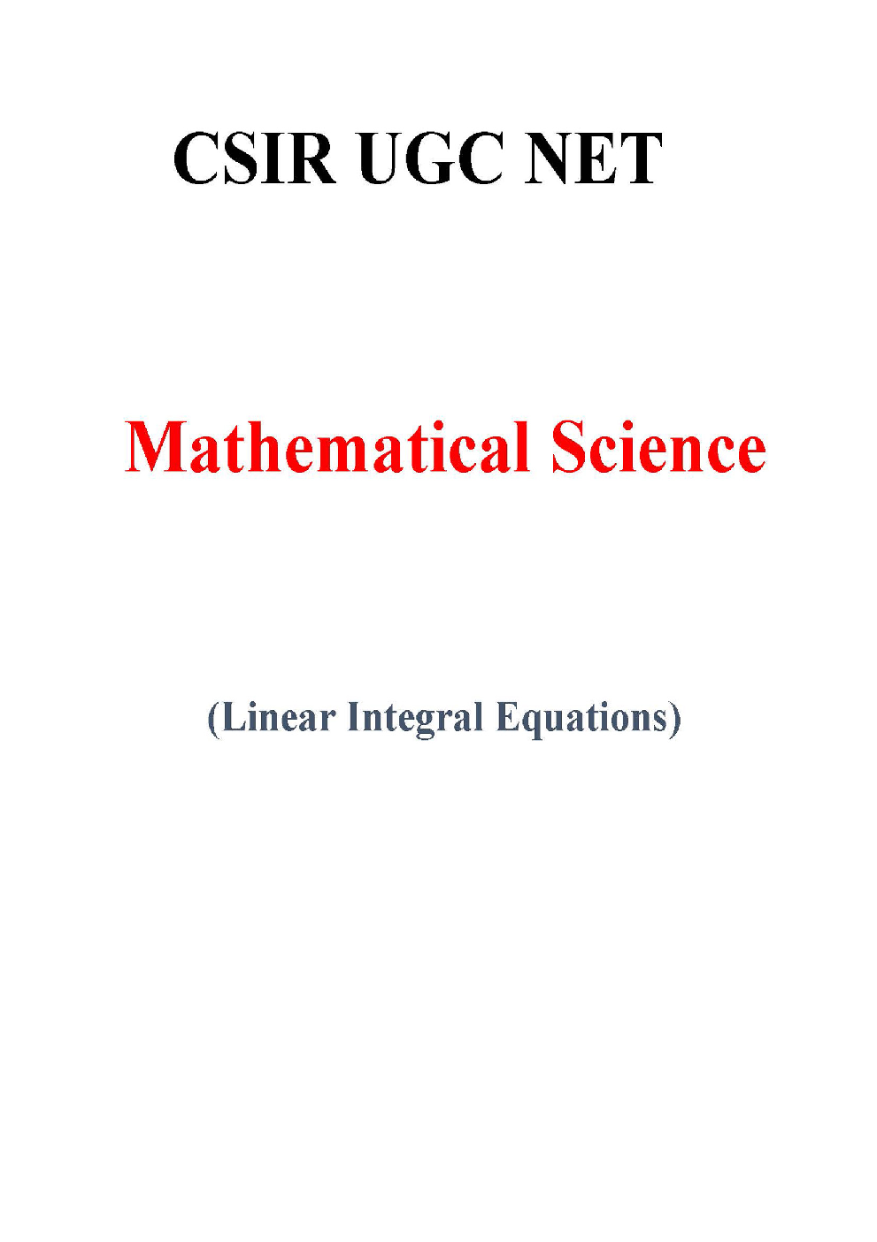 Linear Integral Equations CSIR NET Mathematical Science Study Notes - Page 2