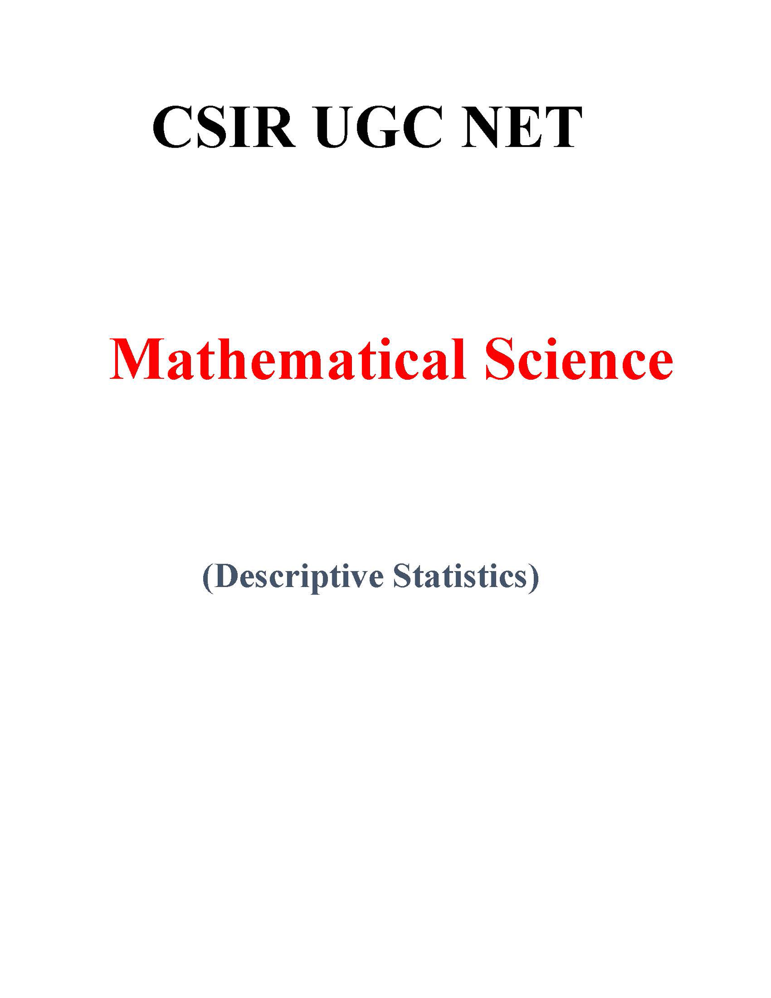 Descriptive Statistics CSIR NET Mathematical Science Study Notes - Page 2