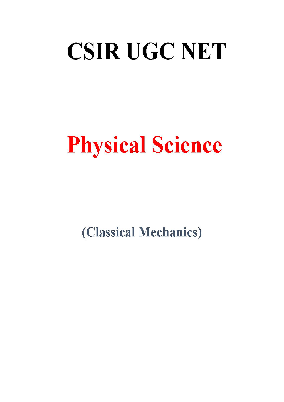 Classical Mechanics CSIR NET Physical Science Study Notes - Page 2