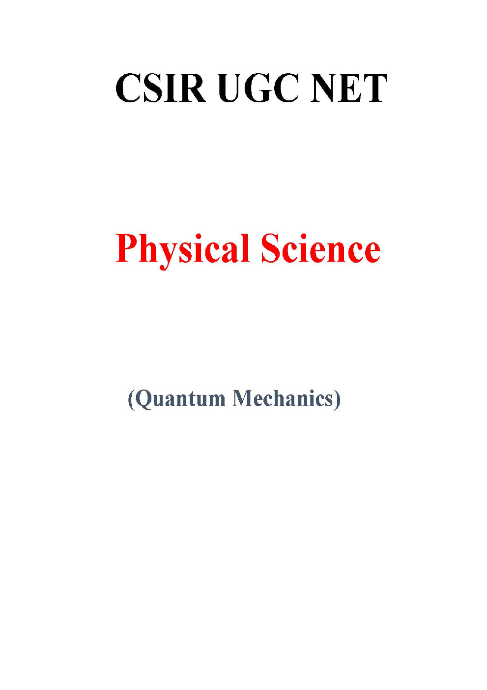 Quantum Mechanics CSIR NET Physical Science Study Notes - Page 2