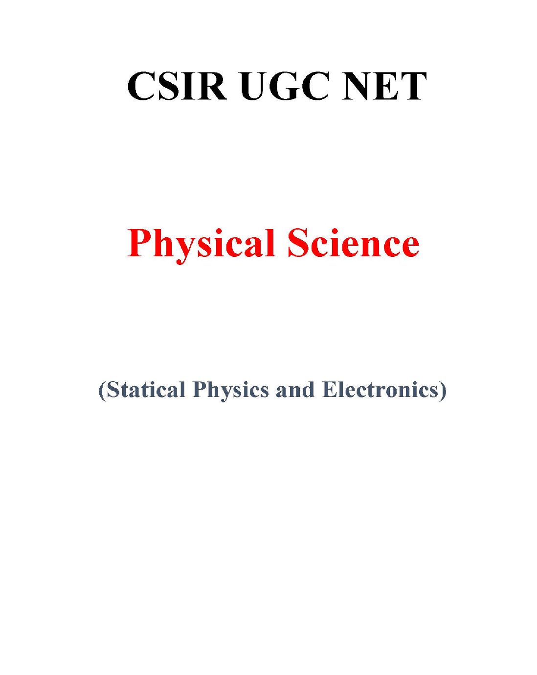 Statical Physics And Electronics CSIR NET Physical Science Study Notes - Page 2