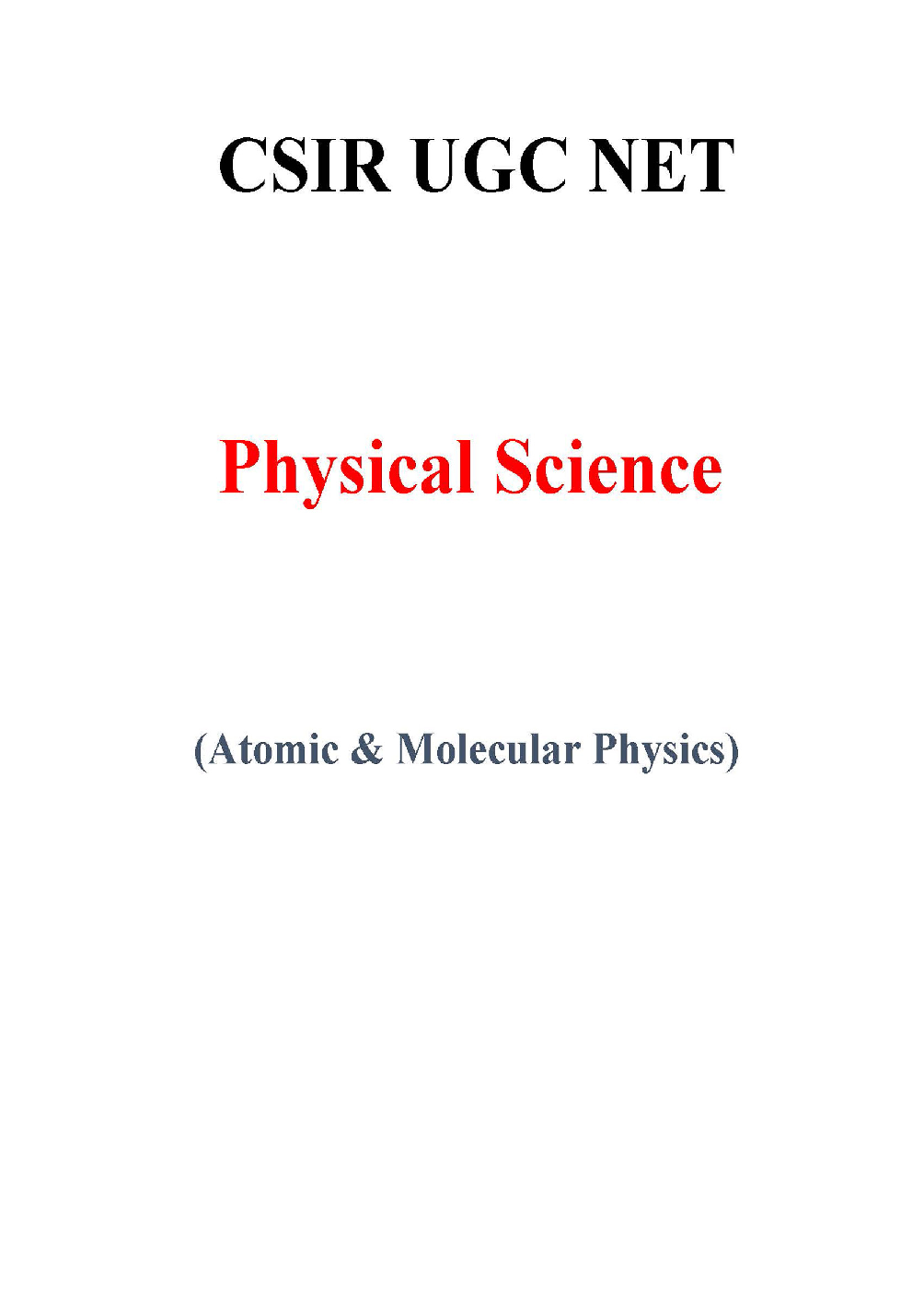 Atomic & Molecular Physics CSIR NET Physical Science Study Notes - Page 2