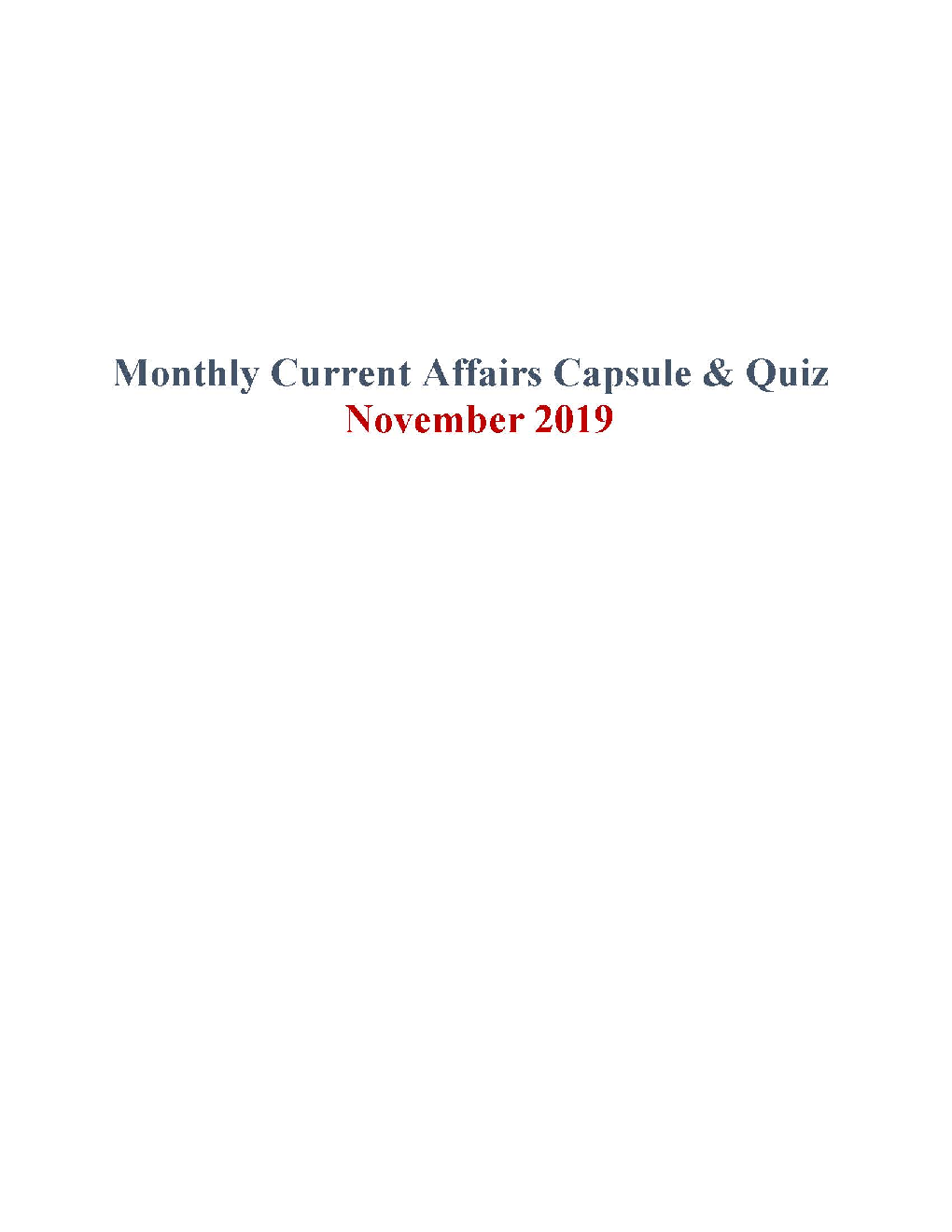 Current Affairs Capsule & Quiz For Competitive Exams November 2019 - Page 2
