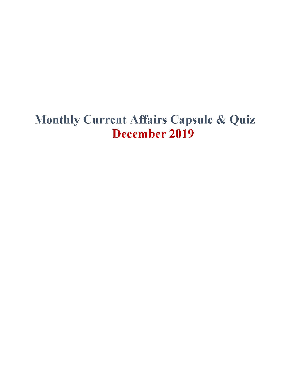 Current Affairs Capsule & Quiz For Competitive Exams December 2019 - Page 2