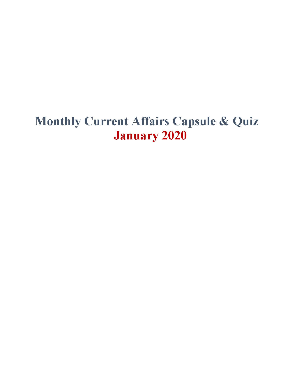 Current Affairs Capsule & Quiz For Competitive Exams January 2020 - Page 2