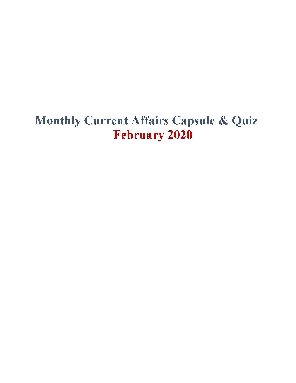 Current Affairs Capsule & Quiz For Competitive Exams February 2020 - Page 2