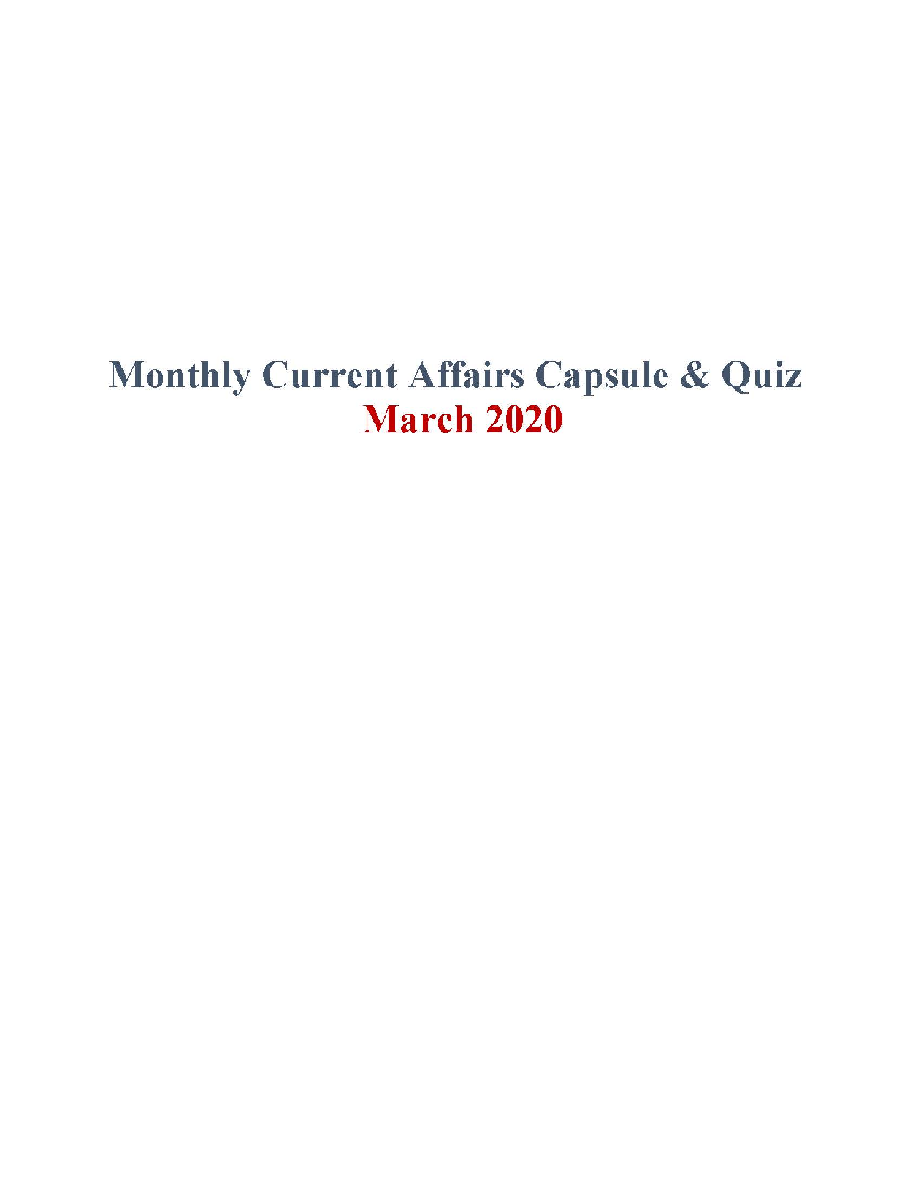 Current Affairs Capsule & Quiz For Competitive Exams March 2020 - Page 2