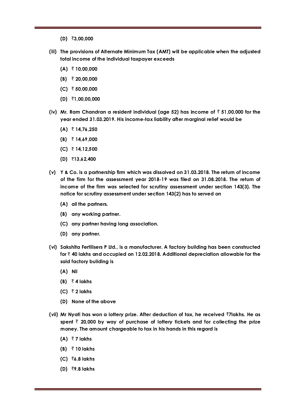 CMA FINAL Paper-4  Direct Tax Laws And International Taxation Question Paper With Answer 2019 - Page 3