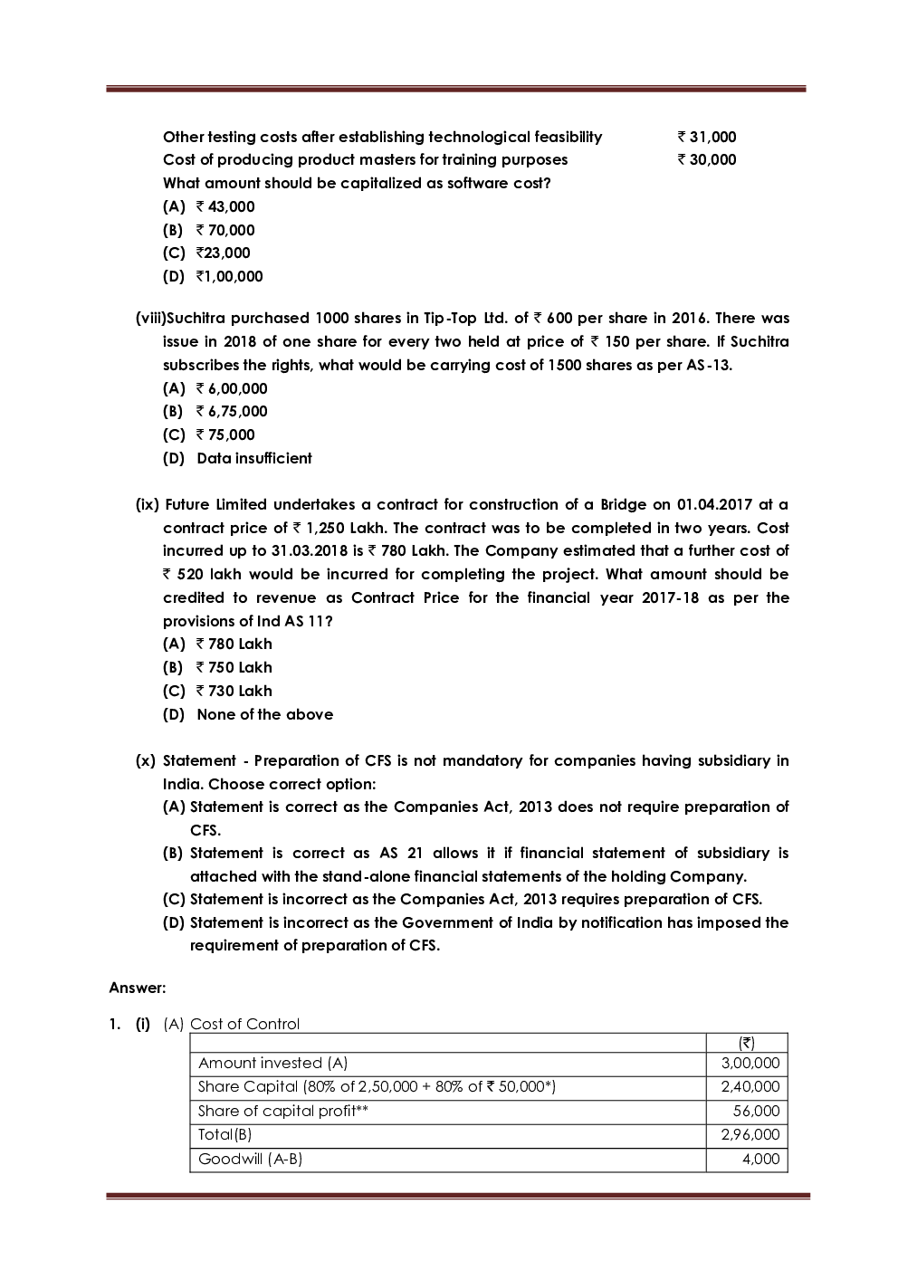 CMA FINAL Paper-5  Corporate Financial Reporting Question Paper With Answer 2019 - Page 4