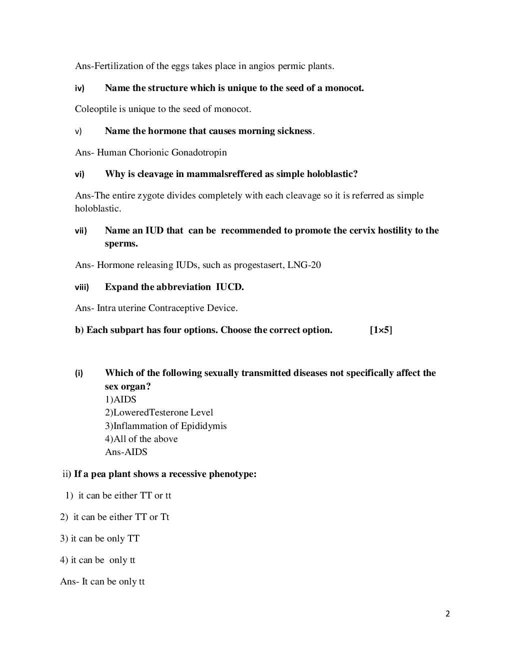 ISC Sample Question Paper Biology For Class-12 - Page 3