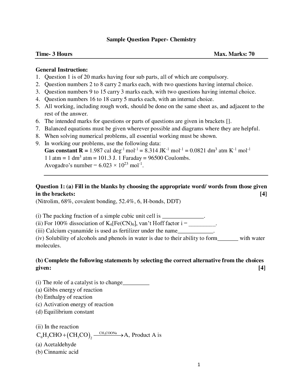 ISC Sample Question Paper Chemistry For Class-12 - Page 2