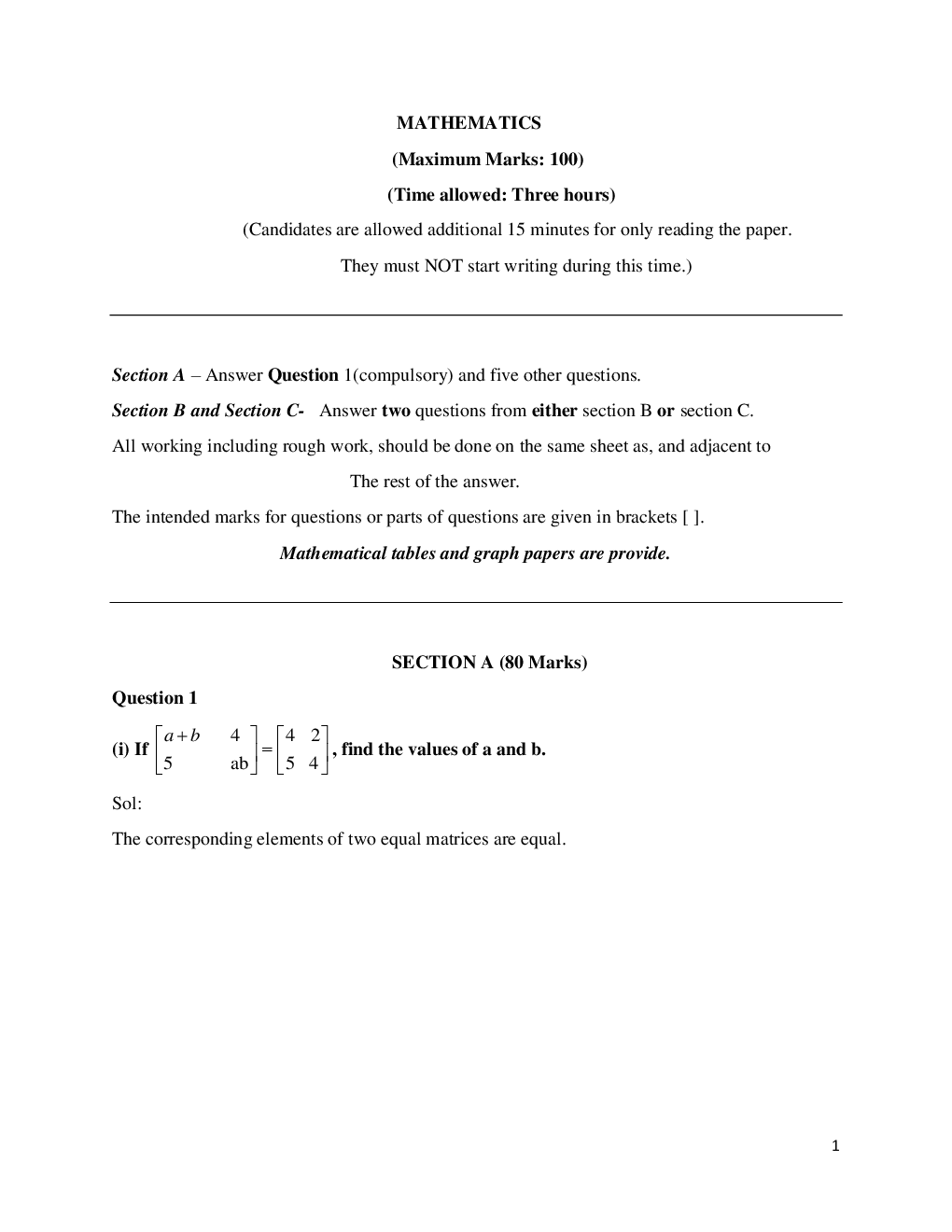 ISC Sample Question Paper Maths For Class-12 - Page 2
