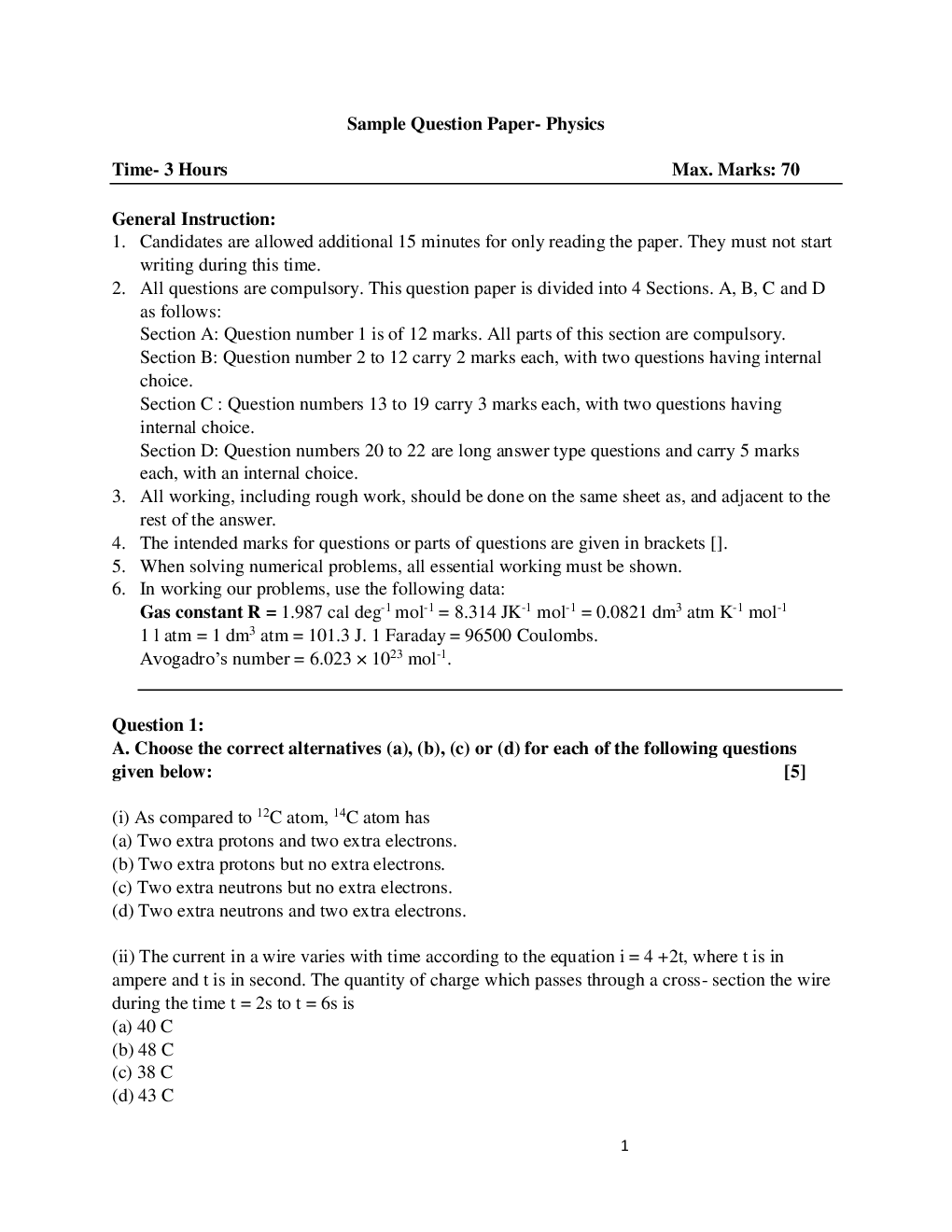 ISC Sample Question Paper Physics For Class-12 - Page 2