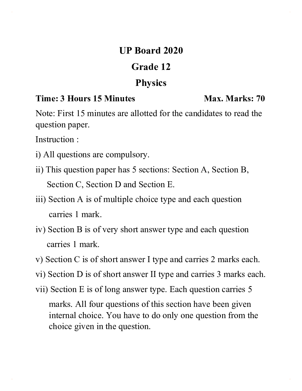 UP Board 2020 Previous Year Question Papers Physics Class 12 - Page 2