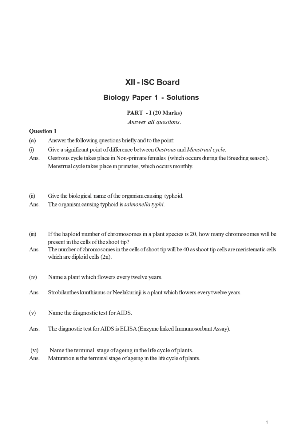 ISC Previous Year Paper Biology (2018-2019) For Class-12 - Page 2