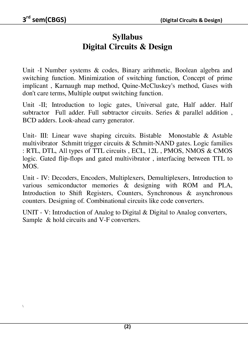 Download Digital Circuits & Design For RGPV B.E. 3rd Sem Computer