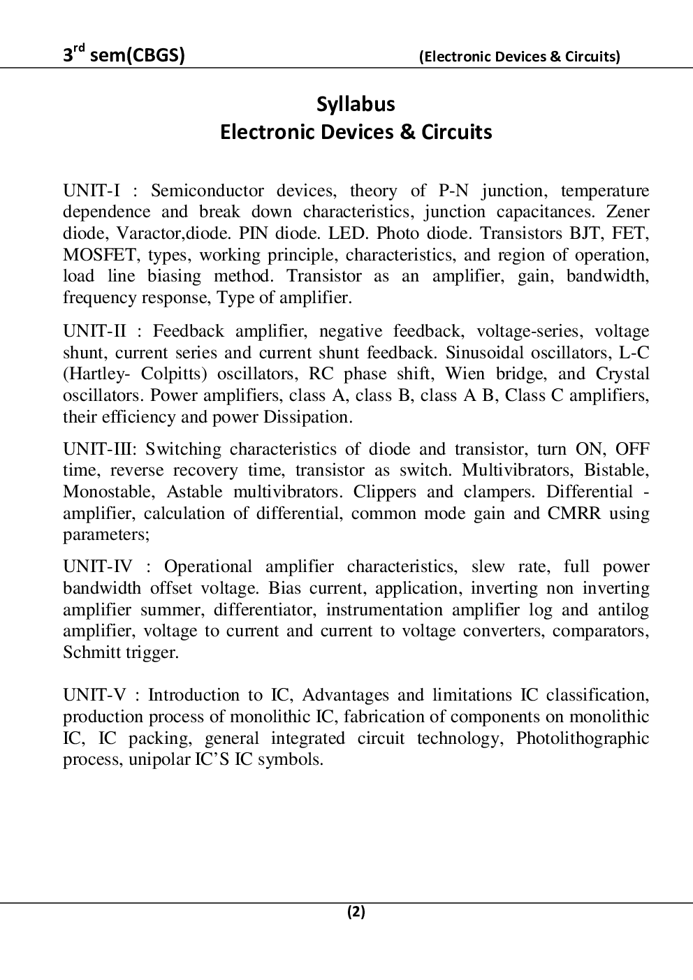 Electronic Devices & Circuits For RGPV B.E. 3rd Sem Computer Science Engineering - Page 3