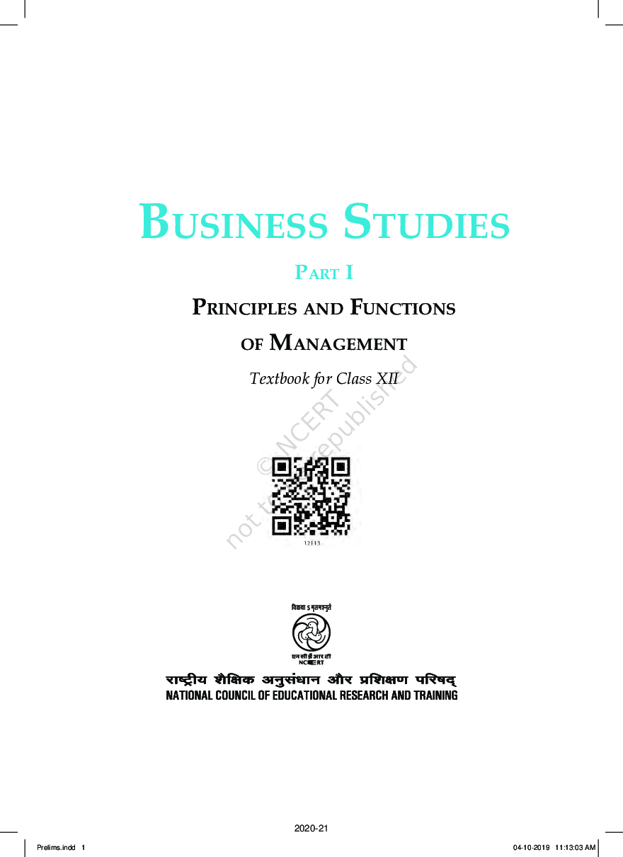 NCERT Business Studies Part-I Textbook For Class-XII - Page 2