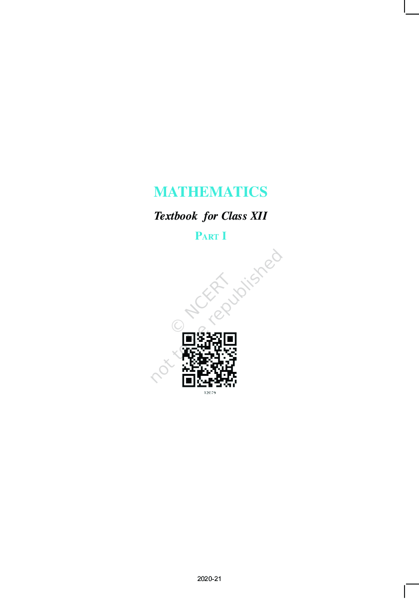 NCERT Mathematics Part-I Textbook For Class-XII - Page 2