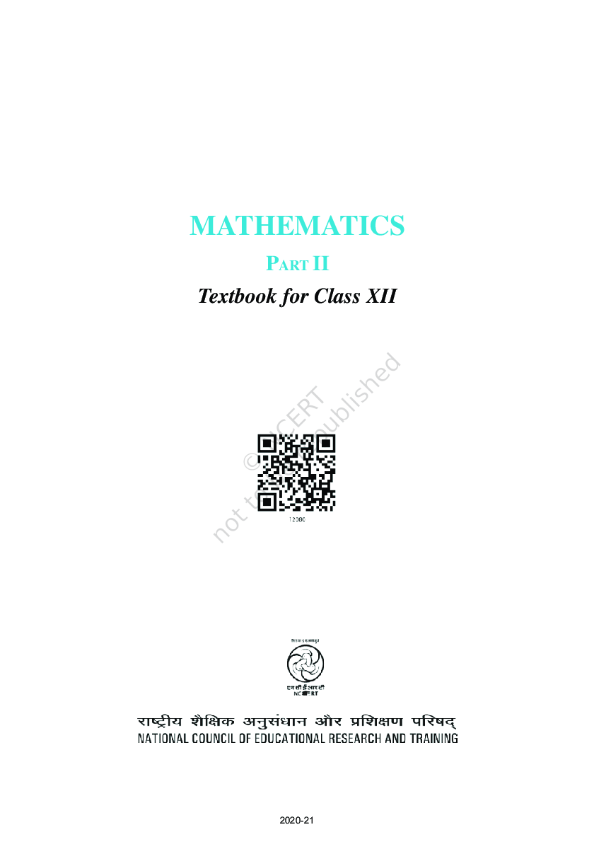 NCERT Mathematics Part-II Textbook For Class-XII - Page 2