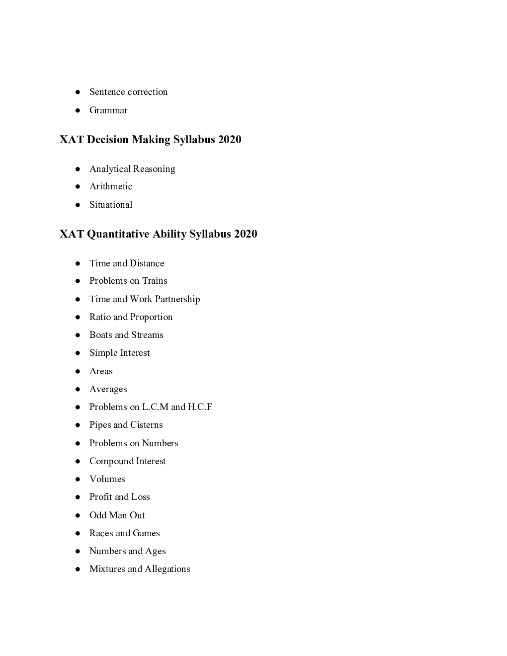 XAT 2020 Syllabus - Page 3