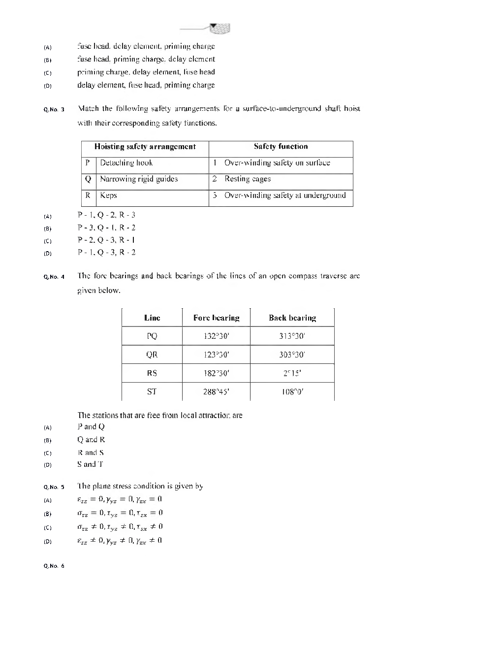 GATE 2020 Mining Engineering Previous Year Paper With Answer - Page 5